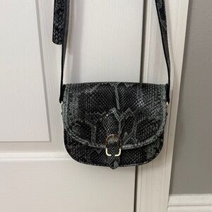 Longchamp Dark Gray Snakeskin Crossbody Bag Vintage